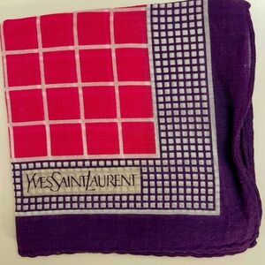 Vintage Yves Saint Laurent Geometric Grid Handkerchief